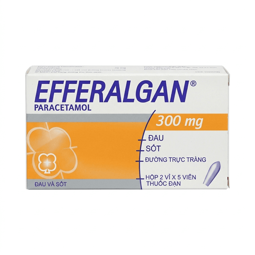 Thuốc đặt trực tràng Efferalgan 300mg giảm đau, hạ sốt