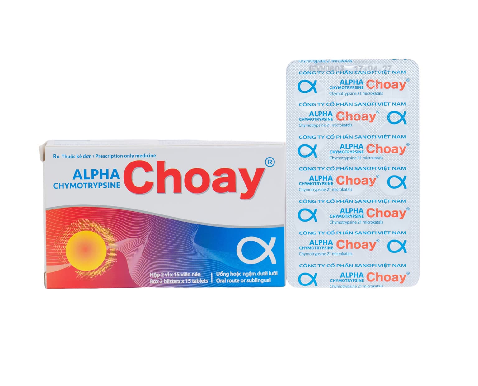 ALPHA CHYMOTRIPSINE CHOAY điều trị phù nề sau chấn thương, phẩu thuật, bỏng