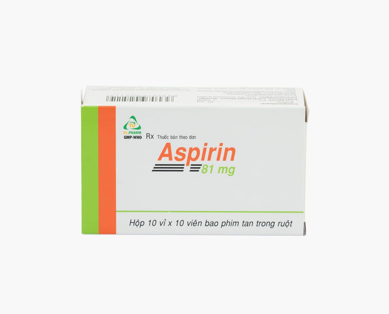 Aspirin TV.Pharm 81mg dự phòng nhồi máu cơ tim, đột quỵ