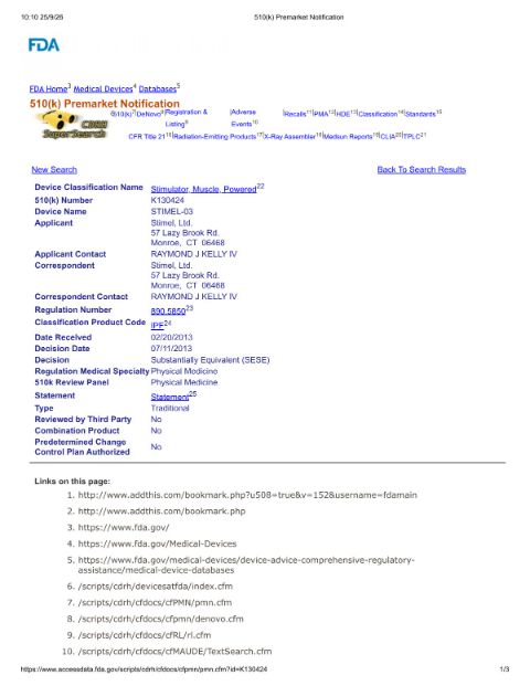 FDA 510(k) K130424 STIMEL-03