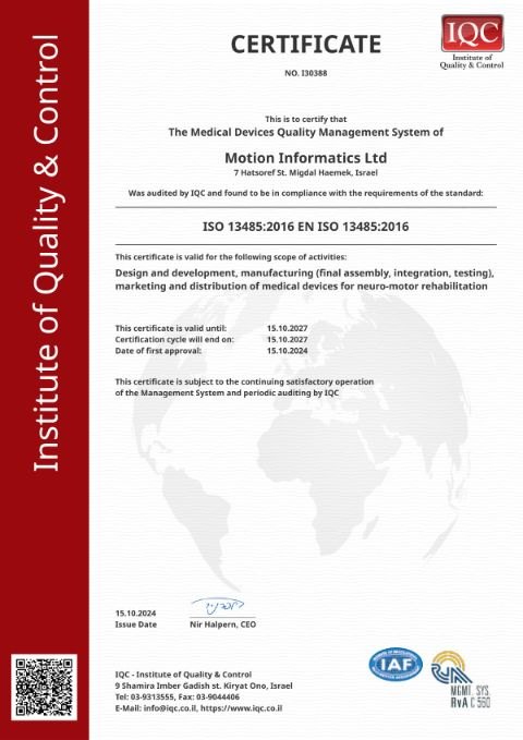 Chứng nhận ISO 13485:2016 Motion Informatics