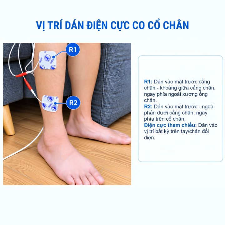 Vị trí dán điện cực co cổ chân